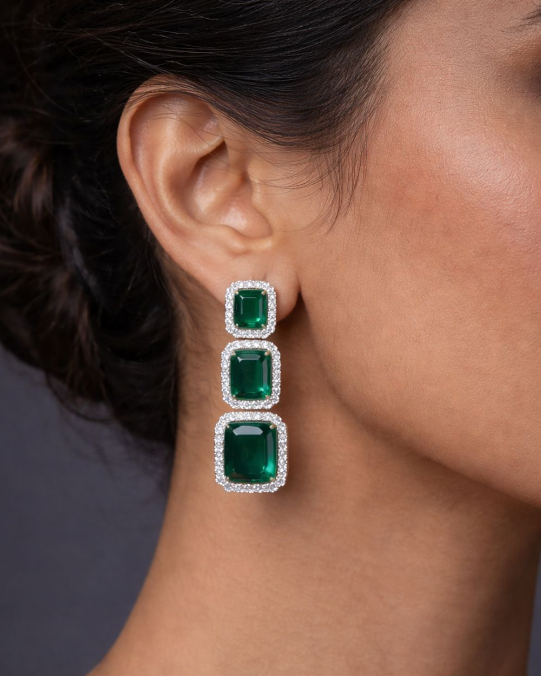 Emerald Green Stone Necklace Set for Women | Party  Wear Artificial Jewellery