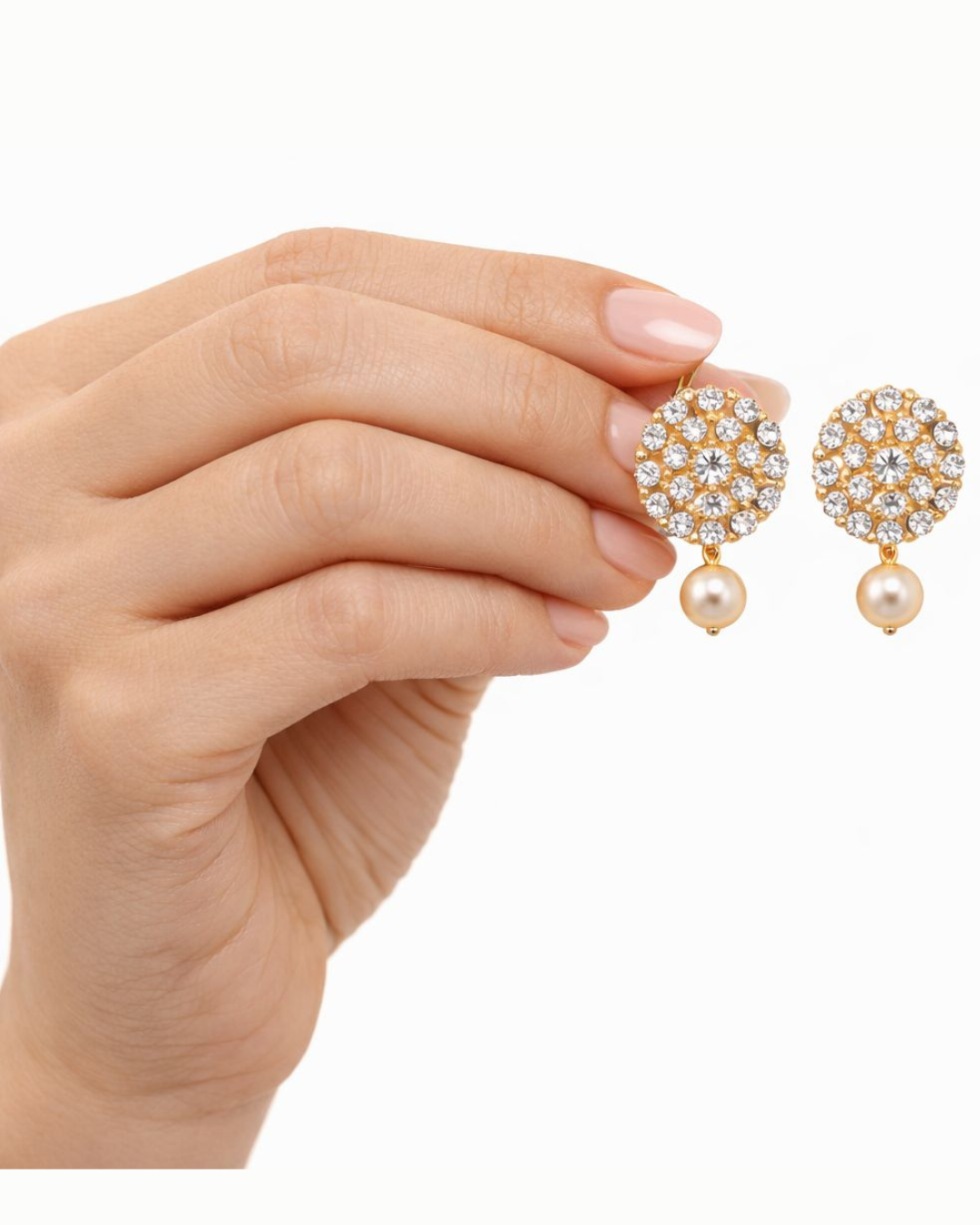 Premium Floral Crystal Necklace & Earrings Set – Gold Finish