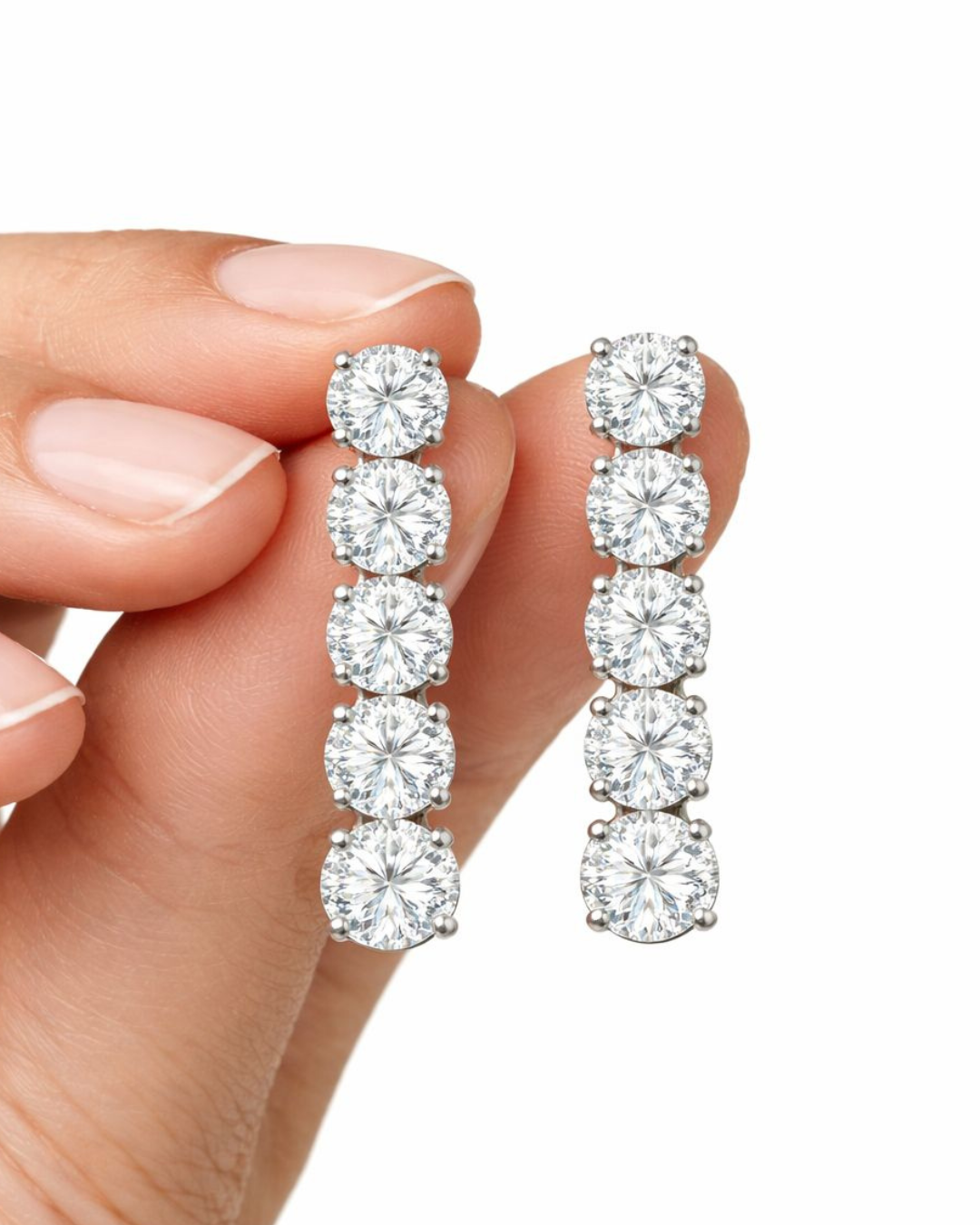 Premium Diamond-Look Crystal Necklace & Long Earrings Set – Gold Finish