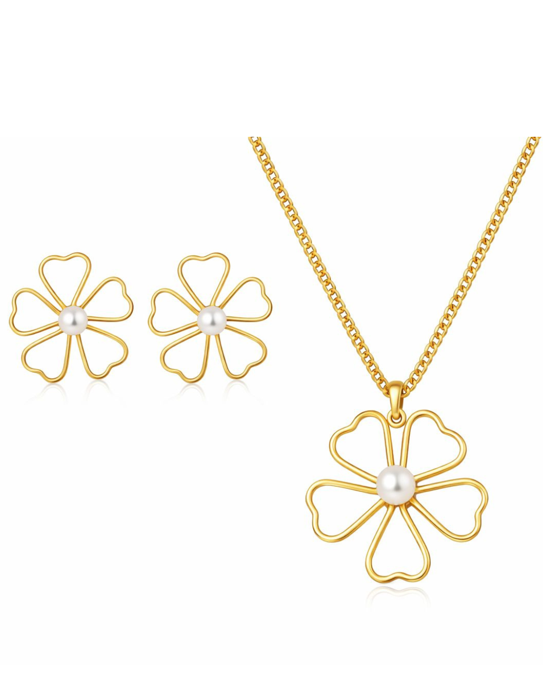 Lemorra Pearl Bloom Gold Pendant Set