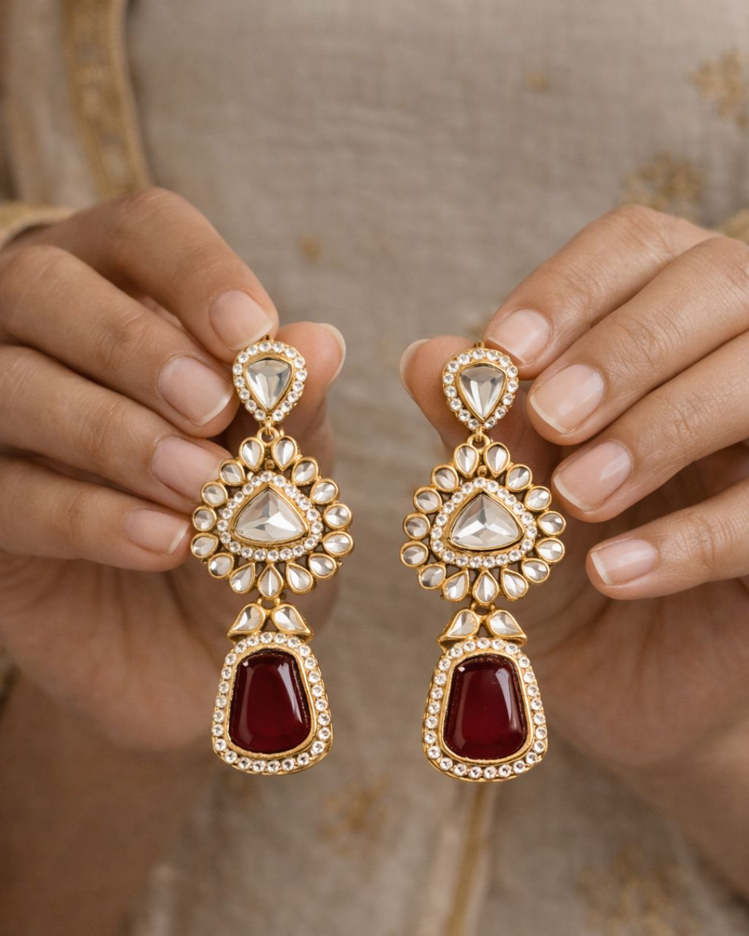 Royal Kundan Ruby Bridal Necklace Set with Maang Tikka & Earrings