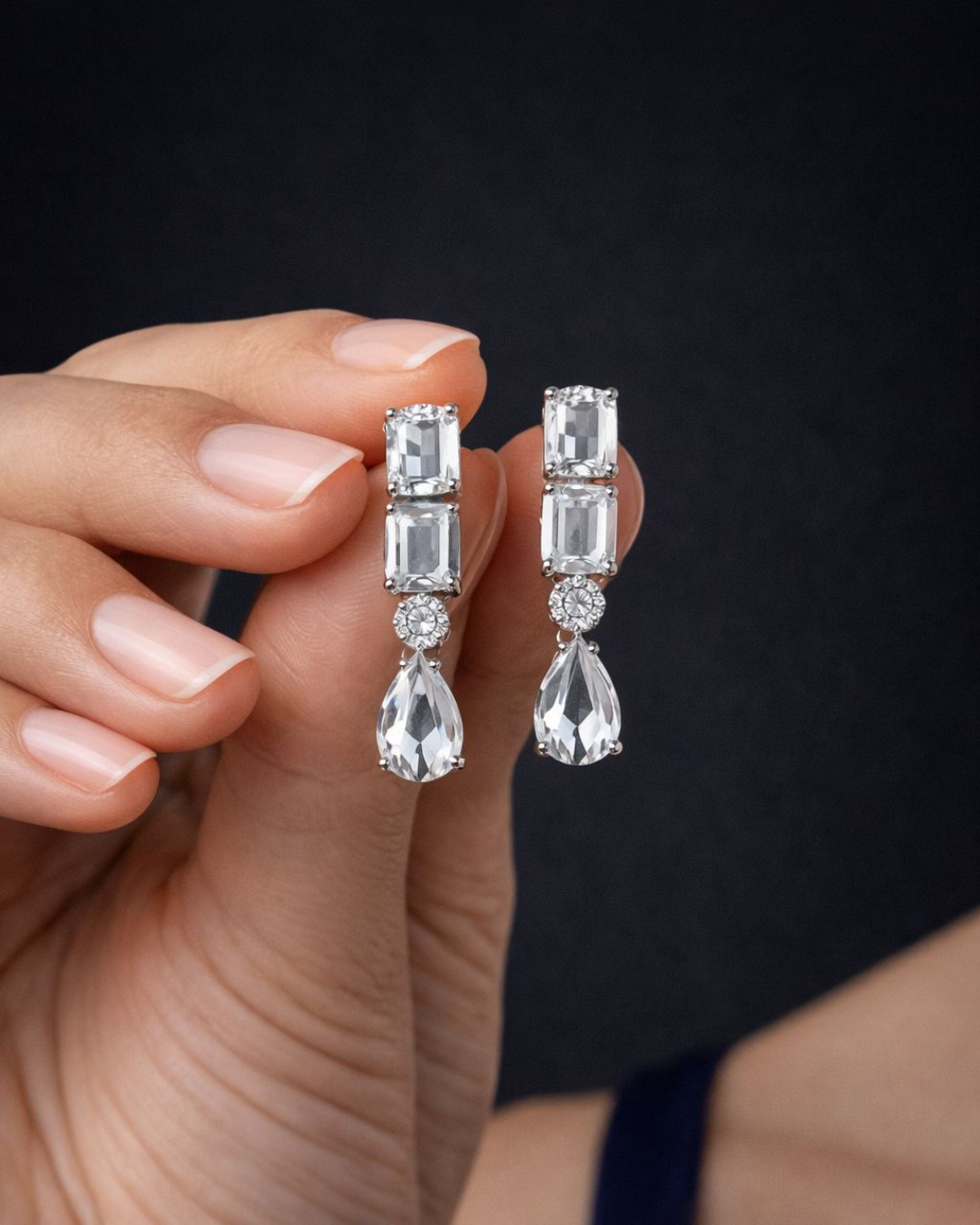 Luxury Crystal Diamond Necklace Set with Matching Earrings