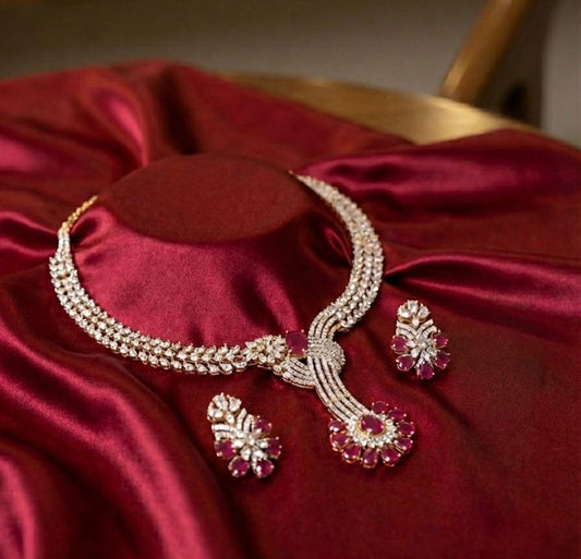 Ruby Luxe Partywear CZ Necklace Set