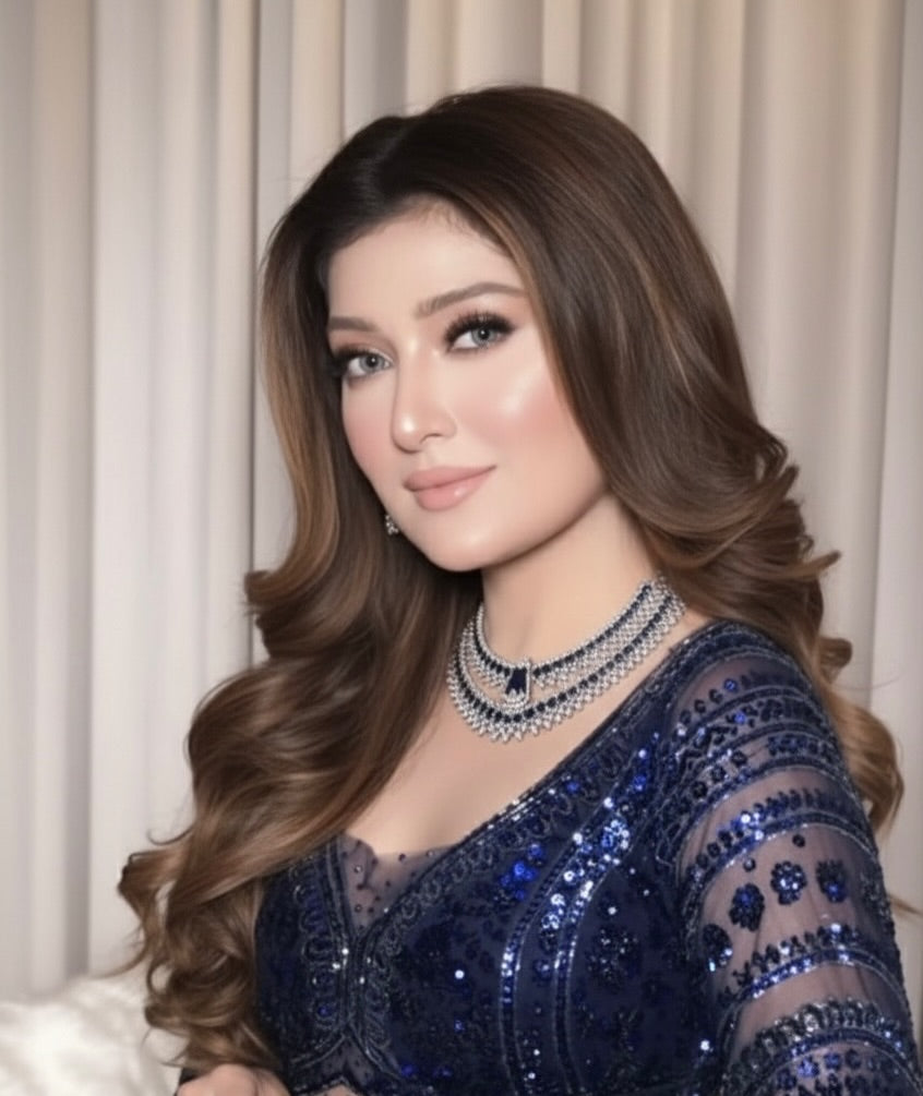 Royal Sapphire Halo Choker Set – Premium CZ Diamonds | Lemorra Luxury Collection